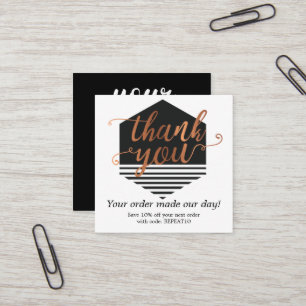 Gold Modern Personalised Order Circle Thank You Square Business Card