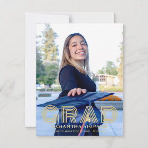 Gold Modern Photo Graduation Announcement Card