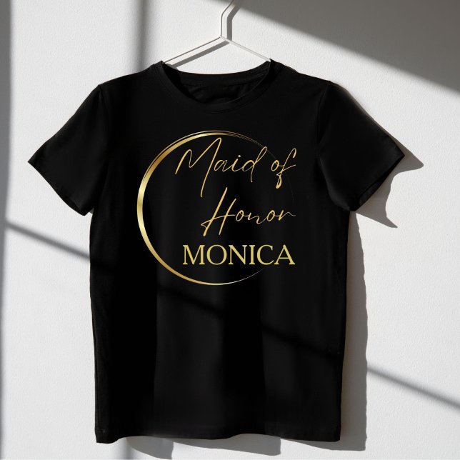 Gold modern scrip minimalist custom maid of honour T-Shirt (Creator Uploaded)