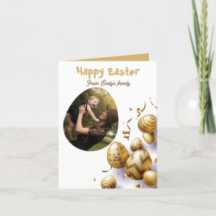 Gold Modern Script Family Photo easter Holiday Card