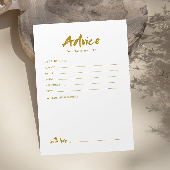Gold Modern Script Graduation Advice Card (Gold Modern Script Graduation Advice Card)