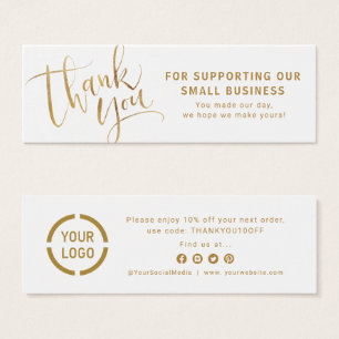 Gold modern script logo business thank you insert