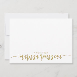 Gold Modern Script Name Personalised Note Card
