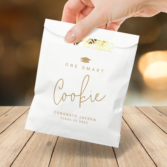 Gold Modern Script One Smart Cookie Graduation Favour Bags (Gold Modern Script One Smart Cookie Graduation Favor Bag)