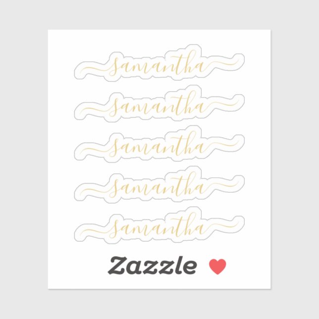Gold Modern Script Personalised Name Sticker (Sheet)