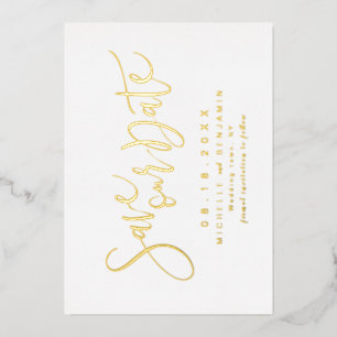 Gold Modern Script Simple Save The Date