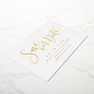 Gold Modern Script Simple Save The Date