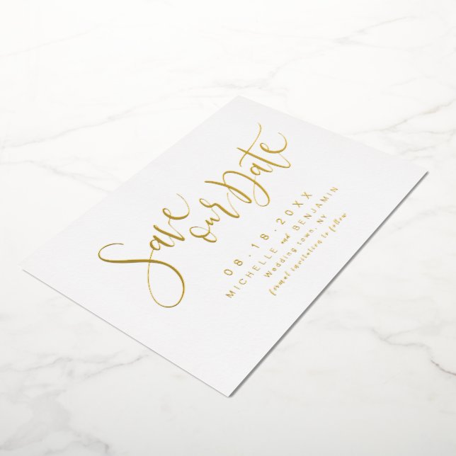 Gold Modern Script Simple Save The Date (Rotated)