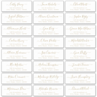 Gold modern script wedding guest address label