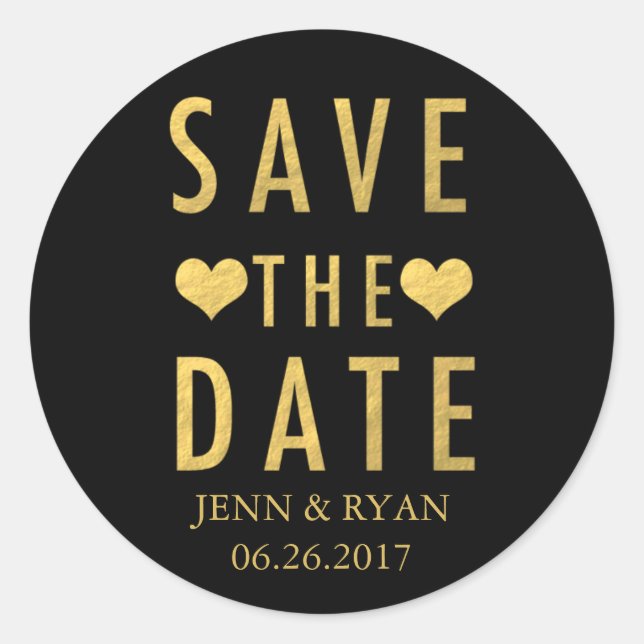 Gold Modern Simple Save the Date Classic Round Sticker (Front)