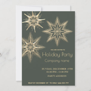 Gold modern snowflakes corporate Christmas party Invitation