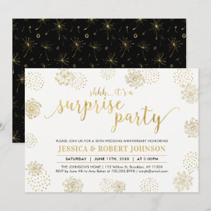 Gold   Modern Surprise 50th Wedding Anniversary Invitation