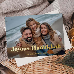Gold Modern Text and Photo Joyous Hanukkah