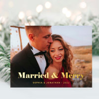 Gold Modern Text and Photo | Married and Merry