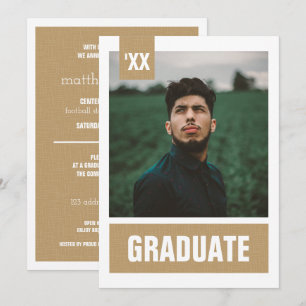 Gold Modern Textured Photo Graduation Invitation