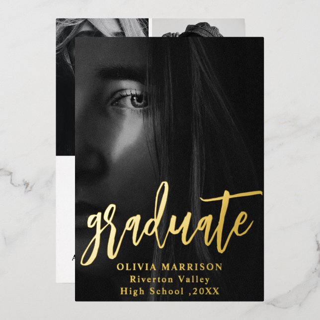 Gold Modern Typography Photo Collage Graduation  (Front/Back)