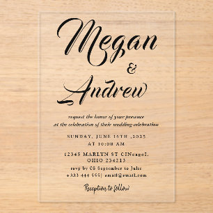 gold Modern Wedding  Acrylic Invitations