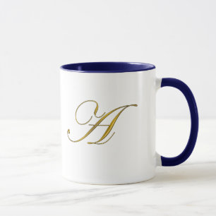 Gold Monogram A Coffee Mugs