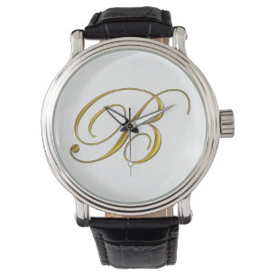 Gold Monogram B Custom Watches
