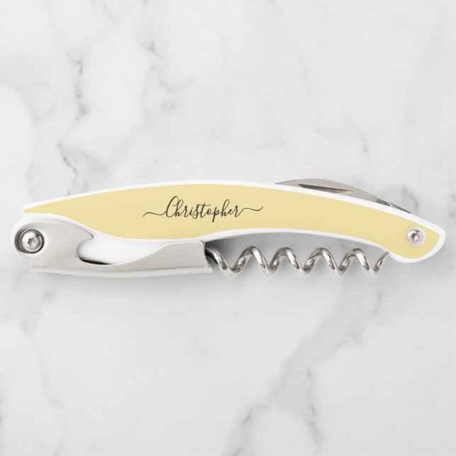 Gold Monogram Beer Wine Corkscrew Bottle Opener (Front)