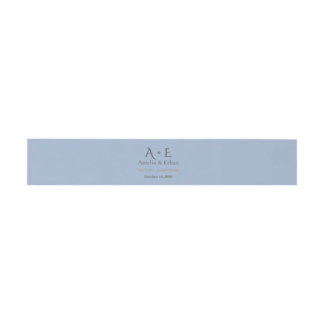 Gold Monogram Belly Band | Wedding Wrap Invitation Belly Band (Flat)