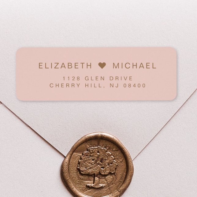 Gold Monogram Blush Pink Wedding Return Address (Creator Uploaded)