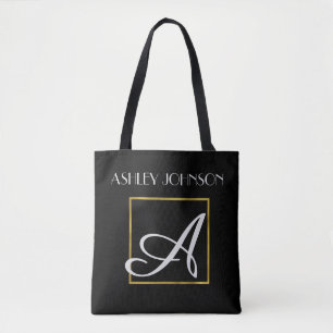 Gold Monogram Book Bag for High School College