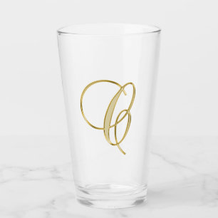 Gold Monogram C, Letter C Glass