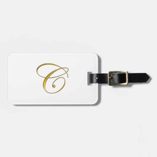 Gold Monogram C Luggage Tag (Front Horizontal)
