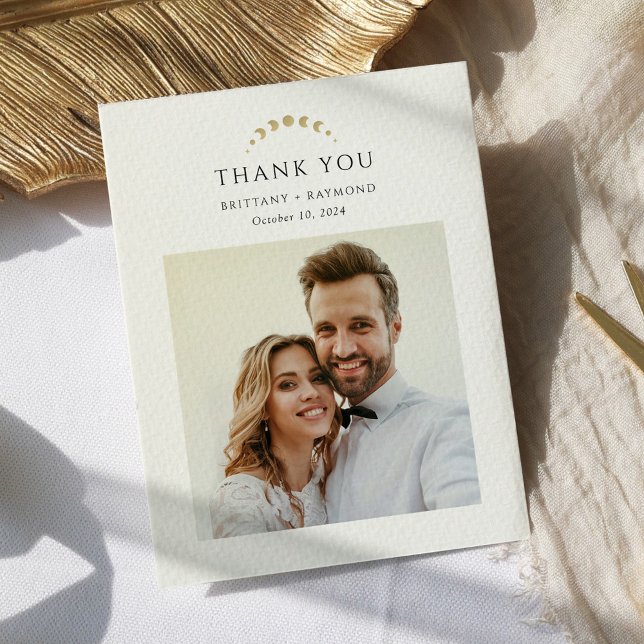 Gold Monogram Celestial Wedding Thank You Card (Creator Uploaded)