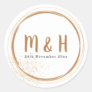 Gold Monogram Circle With Glitter Classic Round Sticker