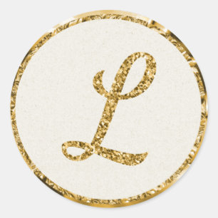 Gold Monogram Classic Round Sticker