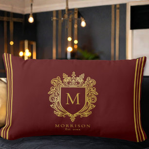Gold Monogram Crest  Lumbar Cushion