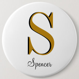 Gold Monogram Custom Name Initial  6 Cm Round Badge