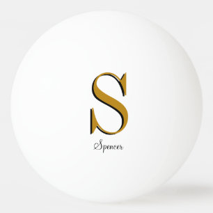 Gold Monogram Custom Name Initial  Ping Pong Ball