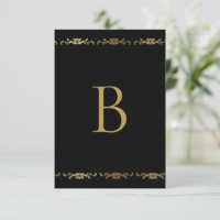 Gold Monogram Damask Elegant Thank You