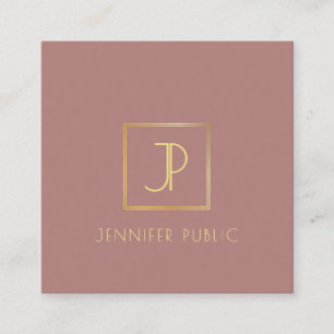 Gold Monogram Design Template Modern Elegant Square Business Card