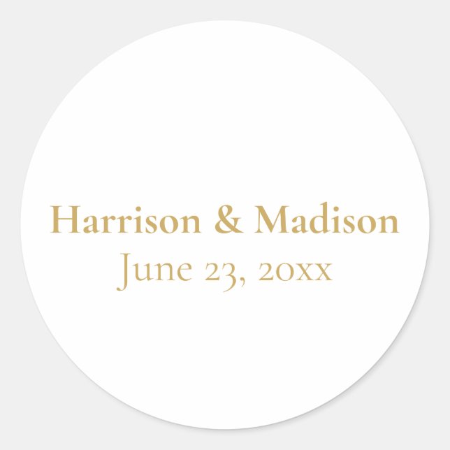 Gold Monogram elegant custom script wedding favour Classic Round Sticker (Front)