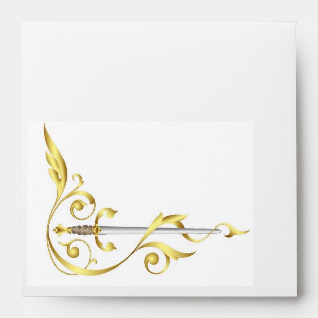Gold Monogram Elegant Dagger Invitation Envelope (Front)