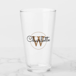 Gold Monogram Elegant Girly Script  Glass