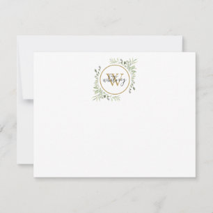Gold Monogram Elegant Script Greenery Card