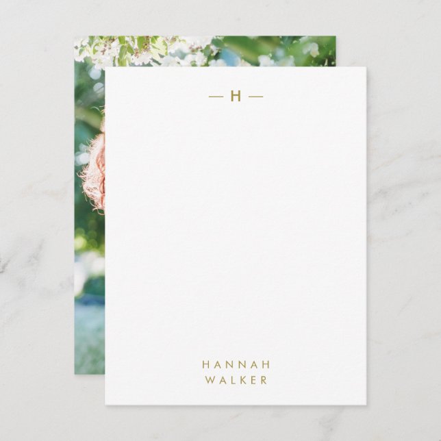 Gold Monogram | Elegant Sophisticated Modern Photo Card (Front/Back)