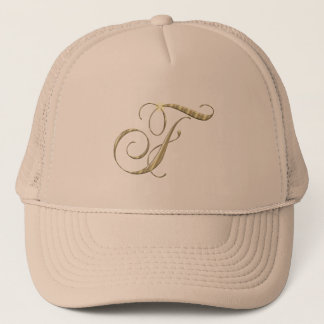 Gold Monogram F Initial Trucker Hat