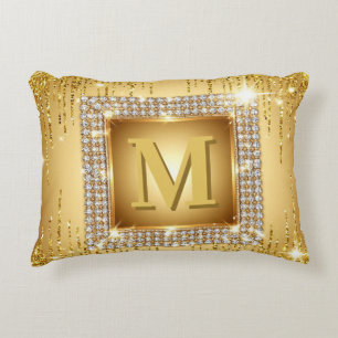 ✨ Gold Monogram Frame Custom Name Design ✨ Decorative Cushion