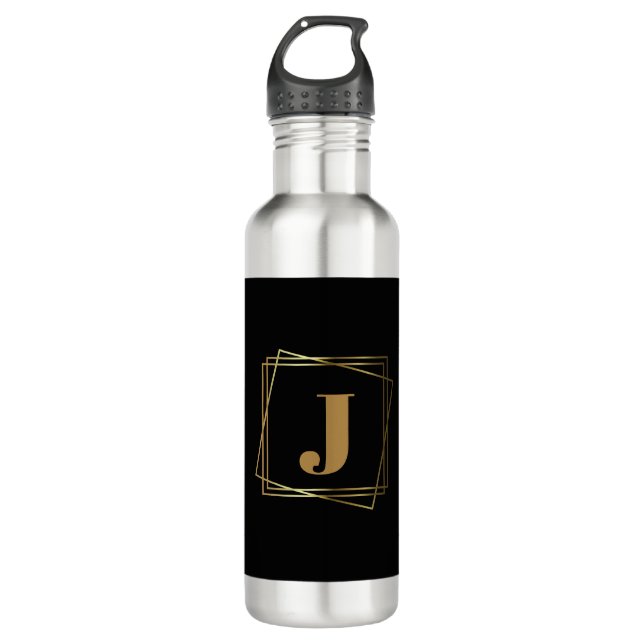 Gold Monogram Geometric Frame  710 Ml Water Bottle (Front)