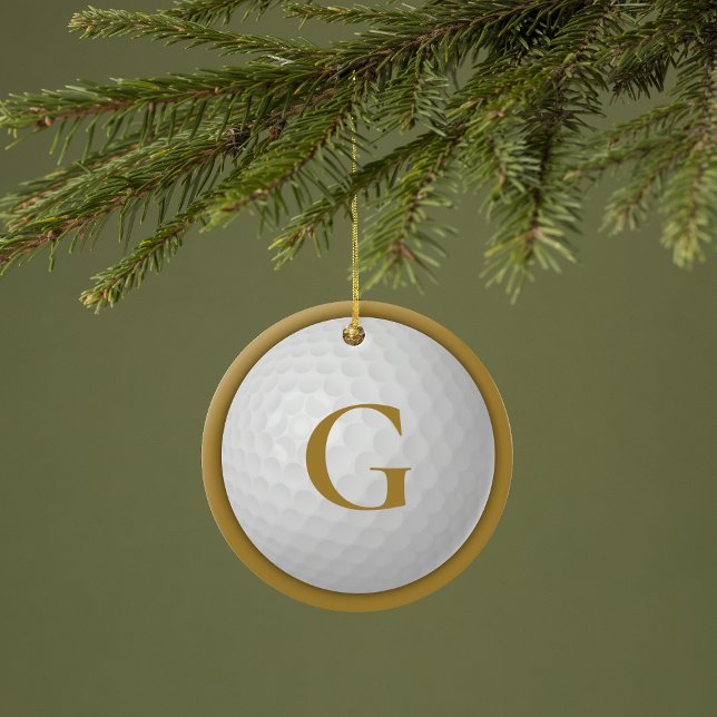 Gold Monogram Golf Ball Ceramic Tree Decoration (Creator Uploaded)