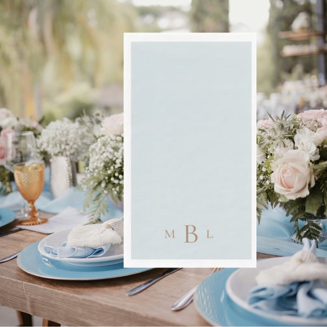Gold Monogram Icy Blue Wedding   Napkin (Creator Uploaded)