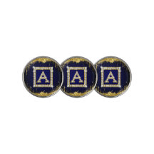 Gold Monogram Initial A With Blue Glitter