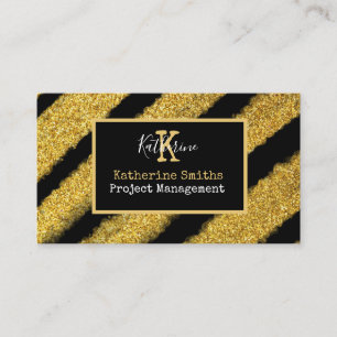 Gold Monogram Initial and Name Black & Gold Theme  Business Card