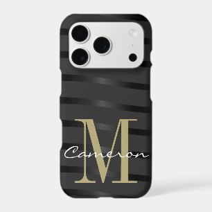 Gold Monogram Initial and Name On Black